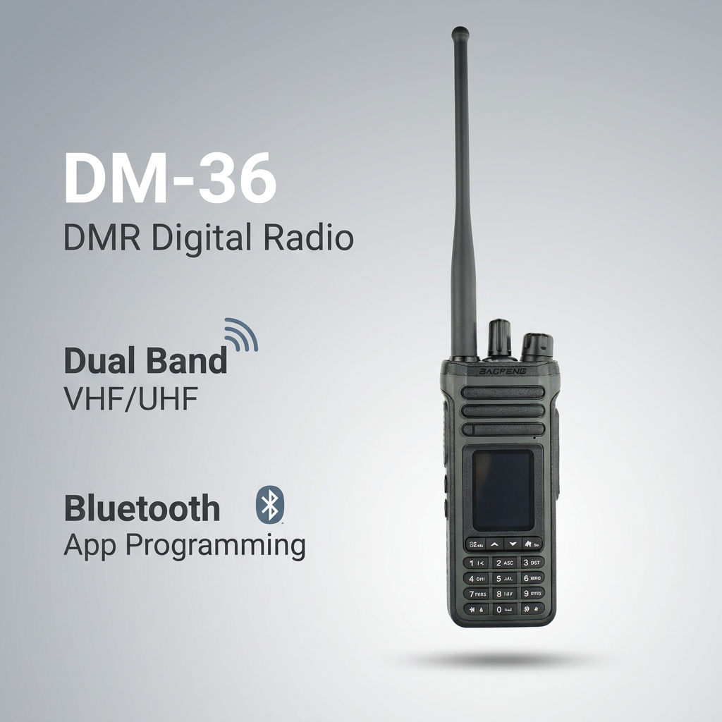 DM‑36 DMR Digital Dual‑Mode Two‑Way Radio, Bluetooth Wireless Programming, 2800mAh Battery