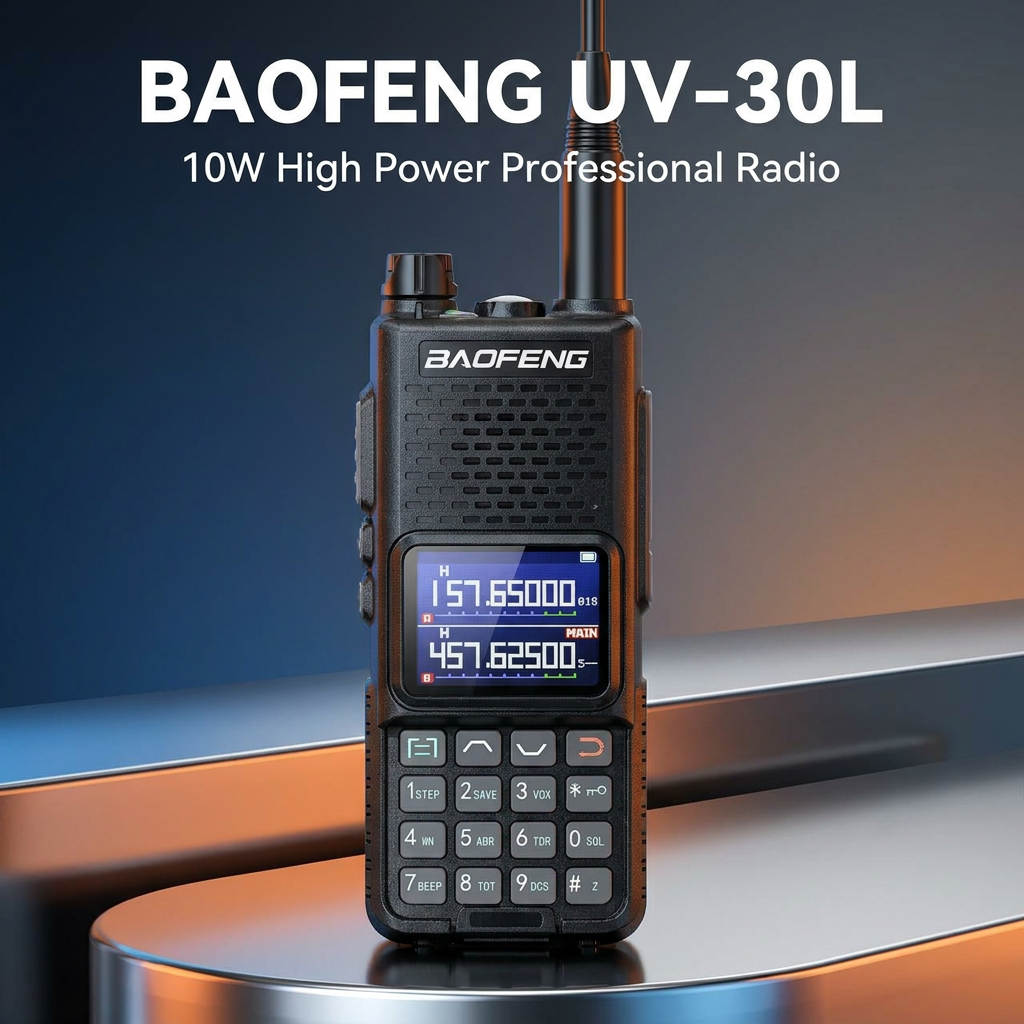 UV‑30 10W High Power Analog Walkie Talkie, Dual‑Band VHF UHF Handheld Radio, 0‑8km Range, Type‑C Charging, 2200mAh, NOAA
